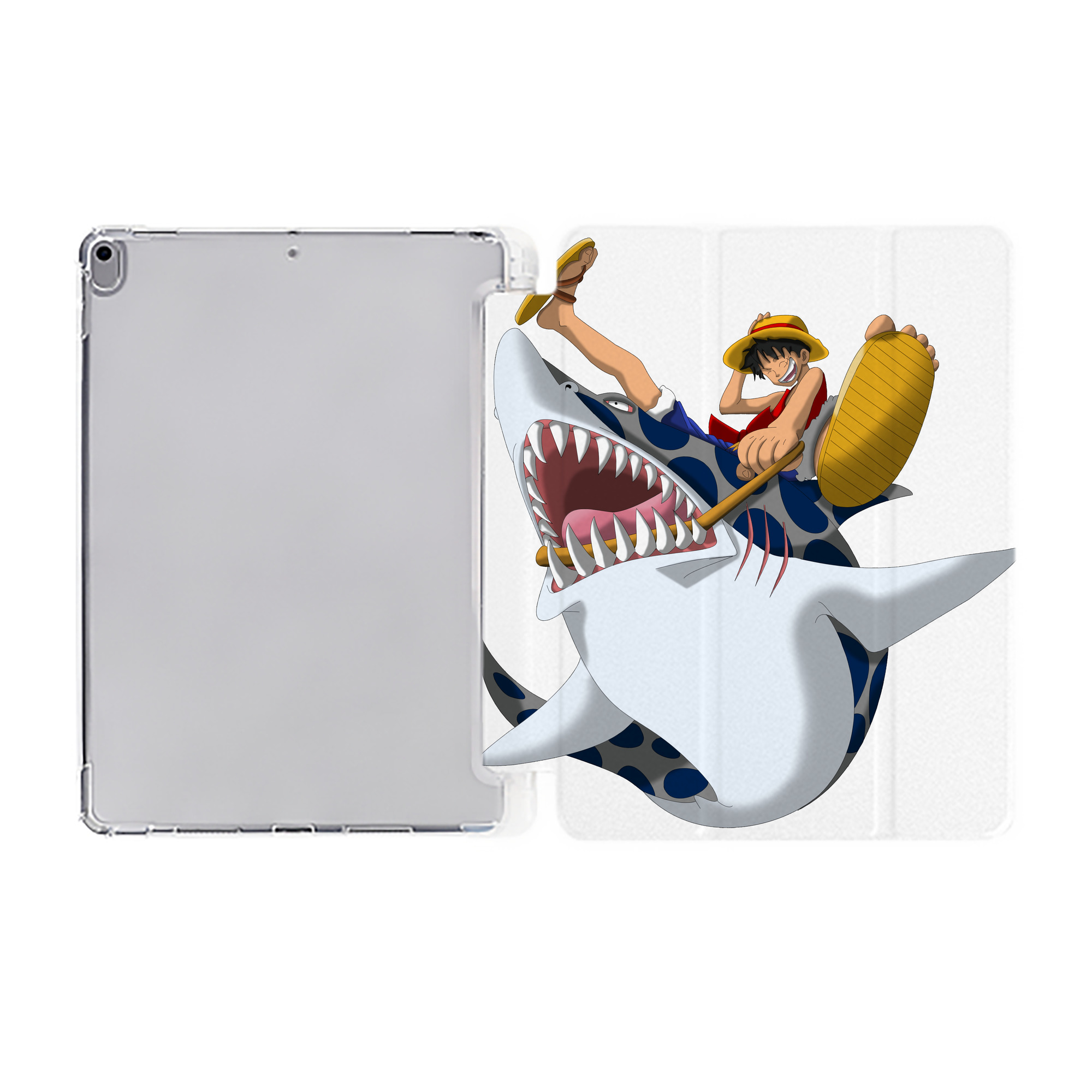 （画像用） ワンピース モンキー・D・ルフィ ONE PIECE Monkey D. Luffy IPad ケース ペン収納付き 三つ折りスタンド PUレザー×シリコン 対応機種9.5/10.5/10.9インチ